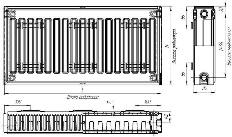 Радиатор стальной панельный Лидея ЛК 21 500х500 с боковым подключением - фото 5 - id-p178970986