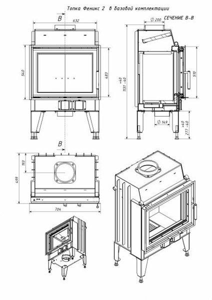 Каминная стальная топка Мета-Бел Феникс 2 ТКТ-10.0-02 10 кВт - фото 6 - id-p178972890