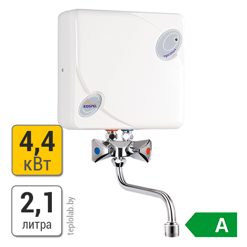 Электрический проточный водонагреватель Kospel EPJ Optimus 4.4 кВт (смеситель в комплекте)
