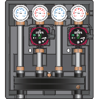 Универсальный насосный блок-модуль Meibes Kombimix UK/UK с насосом Grundfos Alpha 2L 15-60 артикул 26103.10