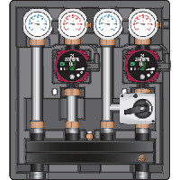 Универсальный насосный блок-модуль Meibes Kombimix UK/MK (ST) с насосом Grundfos UPSO 15-65 артикул 26102.40