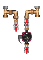 Насосный блок-модуль до 40 кВт Meibes Kombimix UK ГВС с насосом Grundfos Alpha 2L 15-60 арт. 66356.85