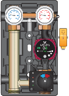 Насосная группа с термостатом 20-80С Meibes MTVЕ 1" с насосом Grundfos UPS 25-60 арт. 45890.5