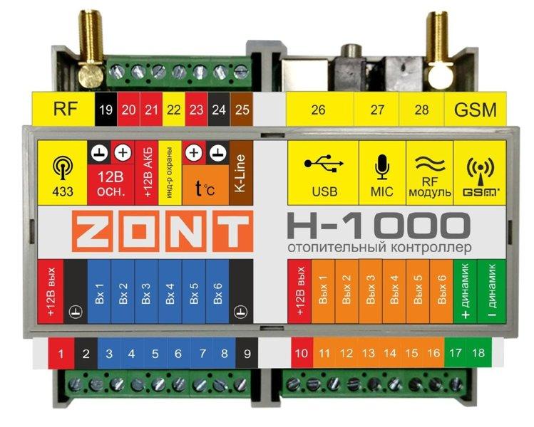 Универсальный отопительный контроллер ZONT H-1000 - фото 1 - id-p178973057