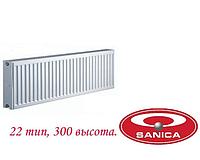 Радиатор стальной Sanica Standart Саника Стандарт - боковое подключение тип 22 300х600
