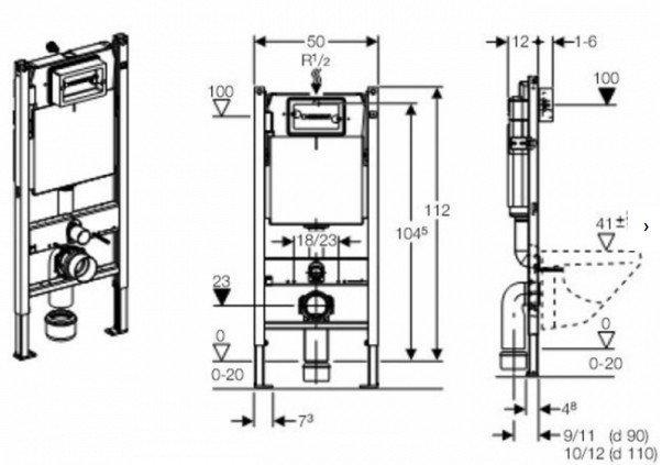 Инсталляция для подвесного унитаза Geberit Duofix (для кнопки смыва Delta) 458.126.00.1 - фото 2 - id-p178970548