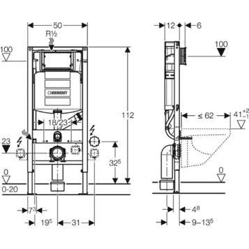 Инсталляция для подвесного унитаза Geberit Duofix (для кнопки смыва Sigma) 111.370.00.5 - фото 2 - id-p178970553