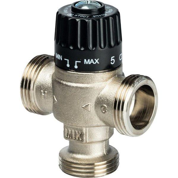 STOUT Термостатический смесительный клапан для систем отопления и ГВС 1" НР 30-65°С KV 1,8 - фото 1 - id-p178973919