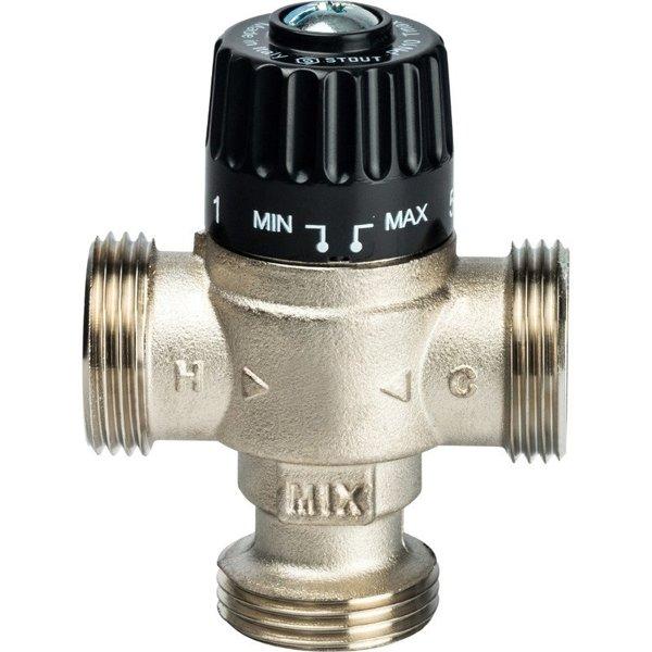 STOUT Термостатический смесительный клапан для систем отопления и ГВС 1" НР 30-65°С KV 1,8 - фото 3 - id-p178973919