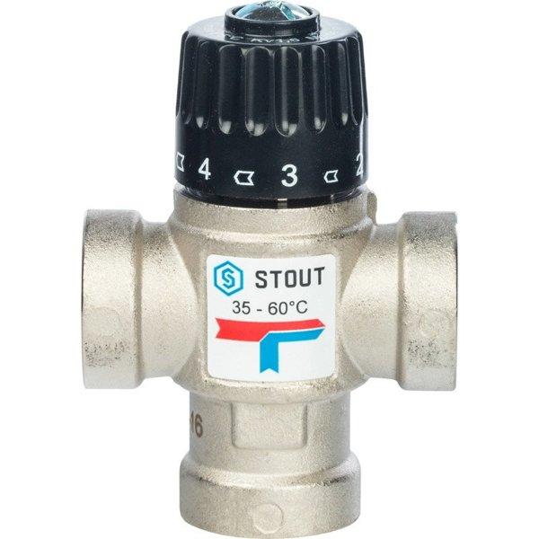 STOUT Термостатический смесительный клапан для систем отопления и ГВС 3/4" ВР 35-60°С KV 1,6 - фото 3 - id-p178973921