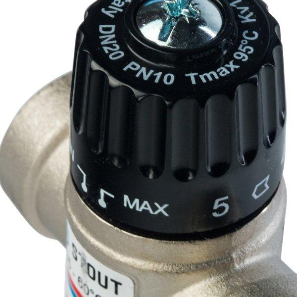 STOUT Термостатический смесительный клапан для систем отопления и ГВС 3/4" ВР 35-60°С KV 1,6 - фото 5 - id-p178973921