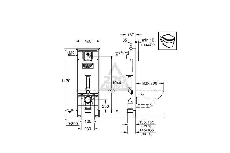 Инсталляция для подвесного унитаза GROHE Rapid SL 38713001 - фото 2 - id-p178970565