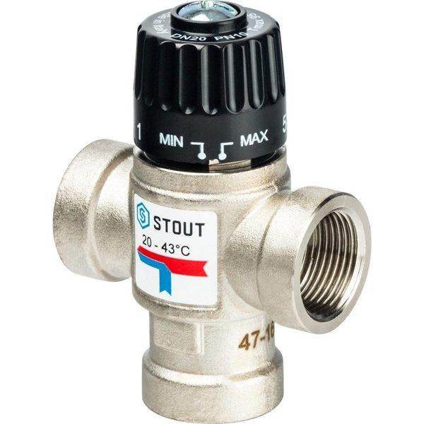 STOUT Термостатический смесительный клапан для систем отопления и ГВС 3/4" ВР 20-43°С KV 1,6 - фото 2 - id-p178973922