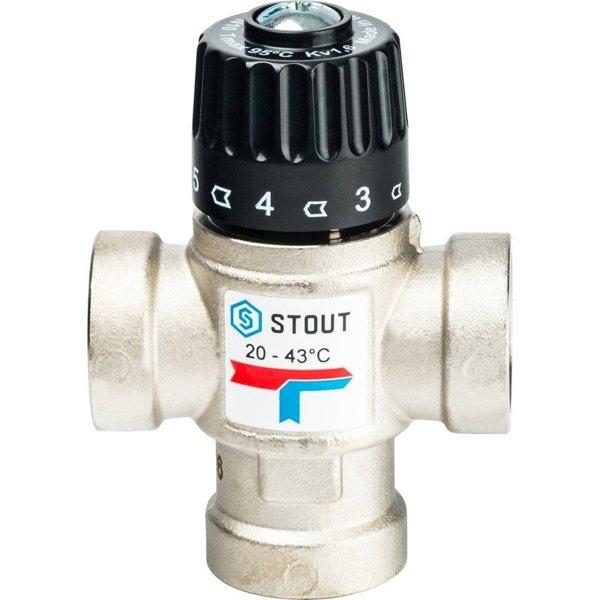 STOUT Термостатический смесительный клапан для систем отопления и ГВС 3/4" ВР 20-43°С KV 1,6 - фото 3 - id-p178973922