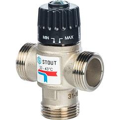 STOUT Термостатический смесительный клапан для систем отопления и ГВС G1" НР 20-43°С KV 1,6