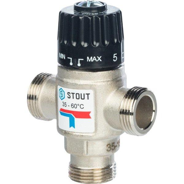 STOUT Термостатический смесительный клапан для систем отопления и ГВС G3/4" НР 35-60°С KV 1,6 - фото 1 - id-p178973924