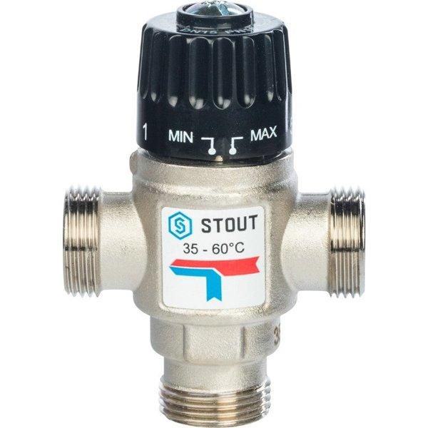 STOUT Термостатический смесительный клапан для систем отопления и ГВС G3/4" НР 35-60°С KV 1,6 - фото 2 - id-p178973924