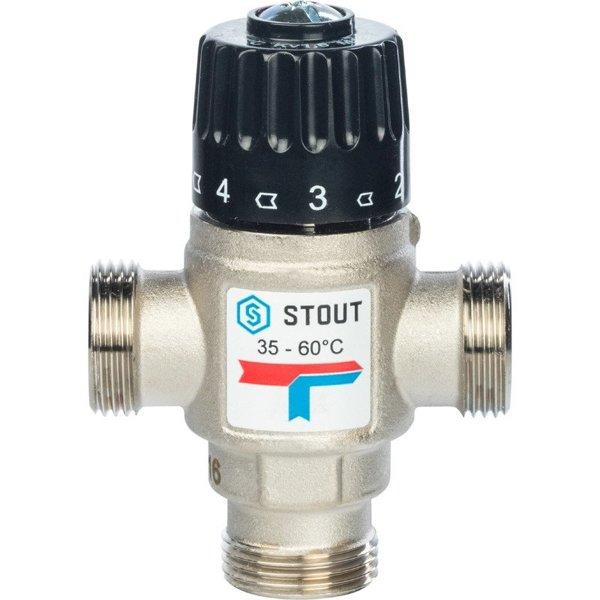 STOUT Термостатический смесительный клапан для систем отопления и ГВС G1" НР 35-60°С KV 1,6 - фото 3 - id-p178973925