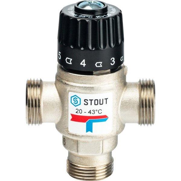 STOUT Термостатический смесительный клапан для систем отопления и ГВС G3/4" НР 20-43°С KV 1,6 - фото 2 - id-p178973926