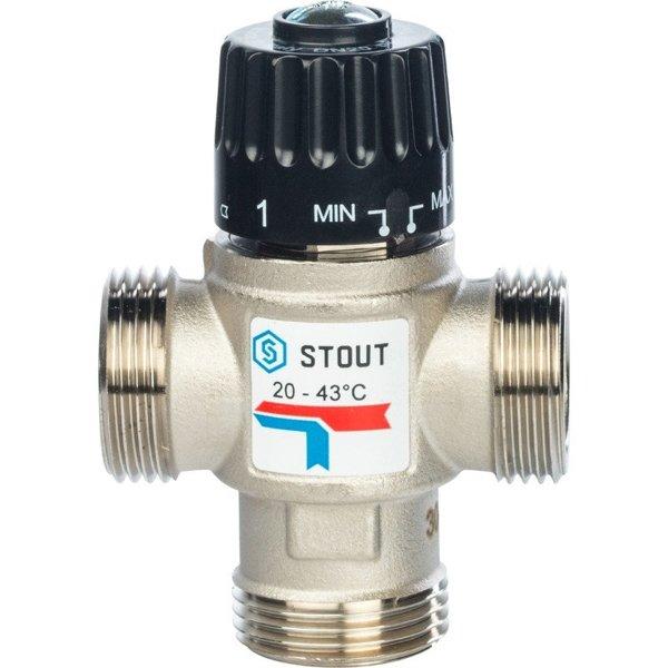 STOUT Термостатический смесительный клапан для систем отопления и ГВС G1" НР 20-43°С KV 2,5 - фото 2 - id-p178973927