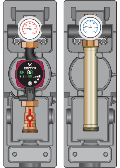 Насосная группа Meibes V-UK (без смесителя) с насосом Grundfos UPS 32-60, 1 1/4" (ME 66814.40) - фото 1 - id-p178969753