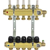 Коллектор для тёплого пола из латуни с расходомерами AFRISO 3 отвода