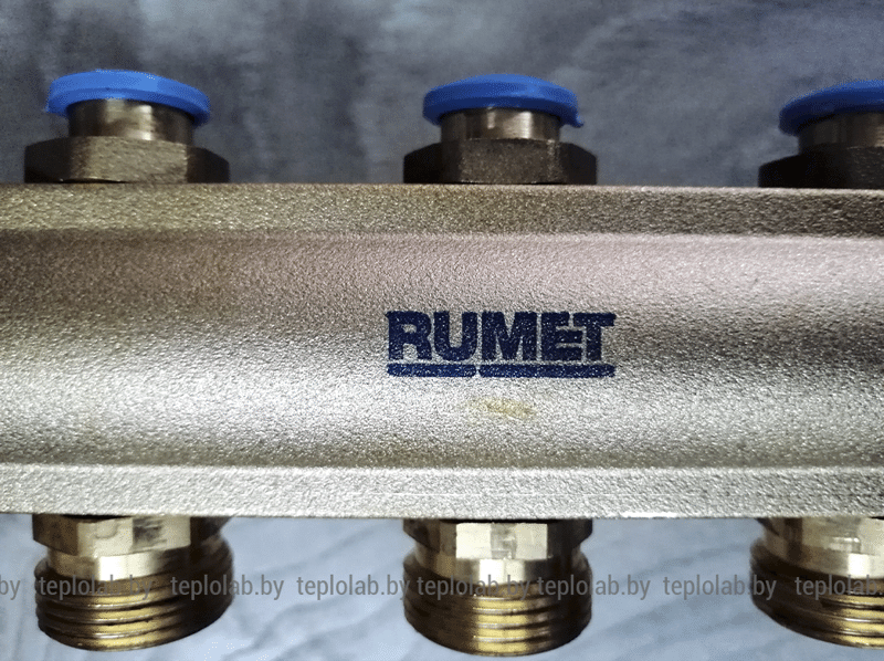 Распределитель латунный RUMET для радиаторов 2-12 выходов серии 61К в комплекте - фото 2 - id-p178970727