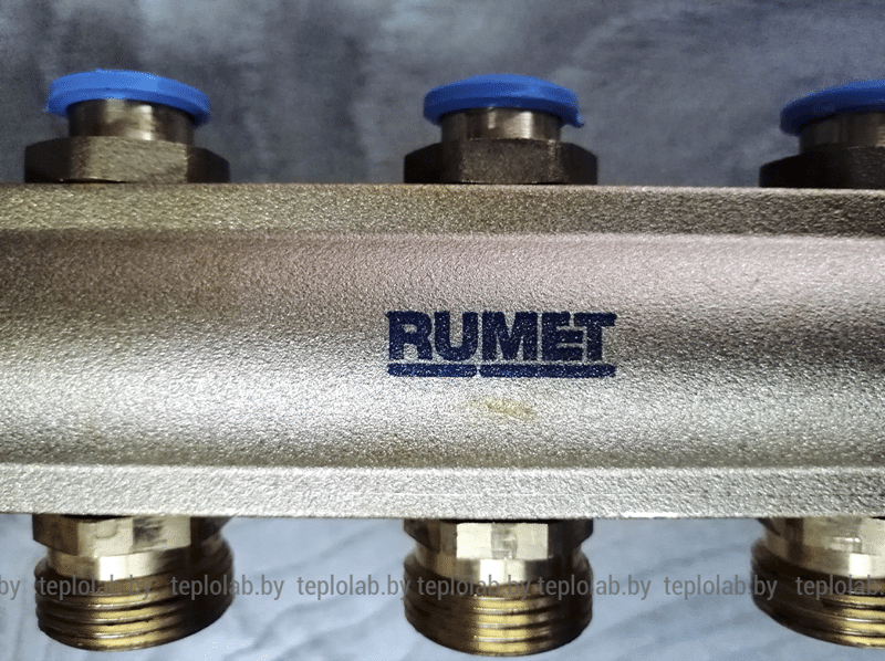 Распределитель латунный RUMET для радиаторов 2-12 выходов серии 61К в комплекте 3 - фото 6 - id-p178970728