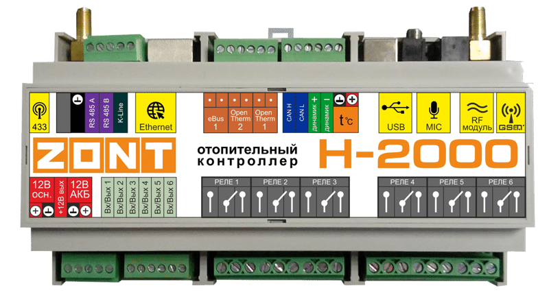Отопительный контроллер ZONT H-2000 - фото 1 - id-p178974183