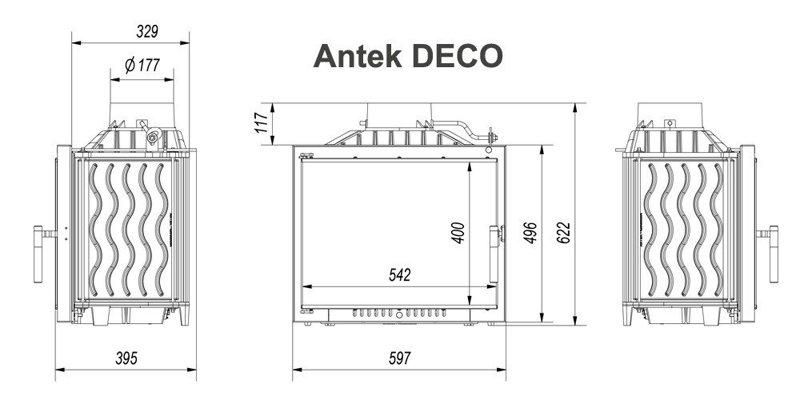 Чугунная каминная топка Kratki Antek DECO 10 kW - фото 2 - id-p178972639