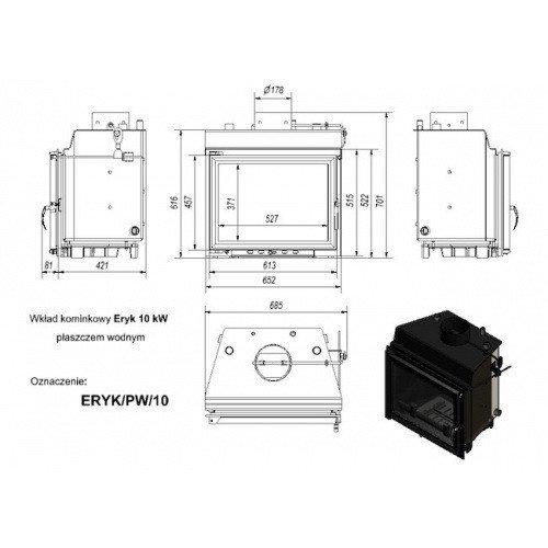 Чугунная каминная топка с водяной рубашкой Kratki Eryk/PW/10/W 10 Kw - фото 2 - id-p178972670