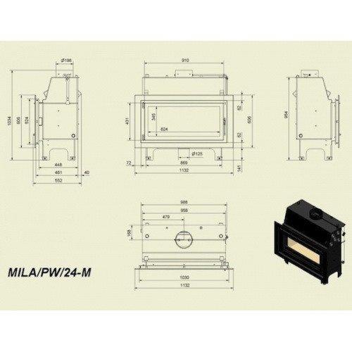 Чугунная каминная топка с водяной рубашкой Kratki Mila/PW/24 24 Kw - фото 3 - id-p178972673