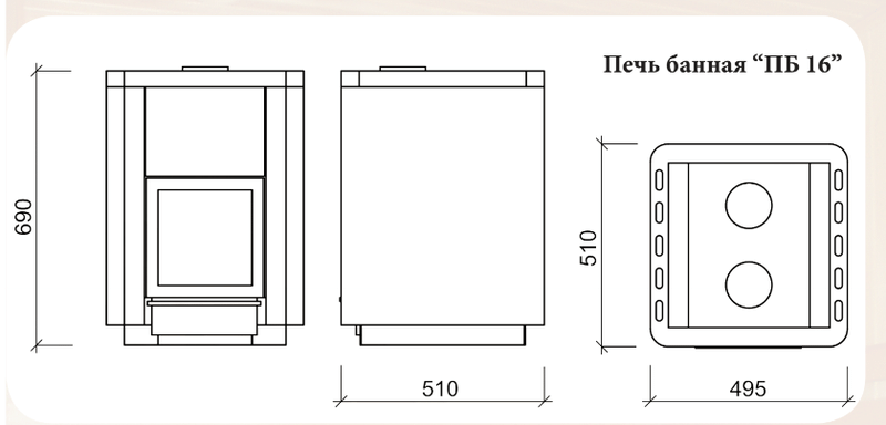 Печь банная стальная ПБ 16 Мета-Бел (16 м3) со стеклом - фото 2 - id-p178972826