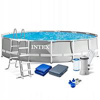 Каркасный бассейн Intex 26724  PRISM FRAME 457х107 +фильтр-насос 3765 л.ч, лестница, тент, подстилк