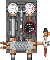 Насосная группа прямая Meibes UK-HE с насосом Grundfos UPS 25-60 N, т/о 36 пл. (45811.36)