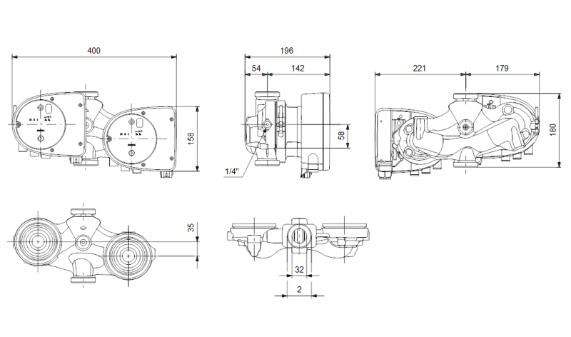 Циркуляционный насос Grundfos MAGNA1 D 32-120 F, 1x230 В - фото 2 - id-p178974727