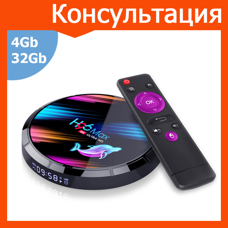 Смарт ТВ приставка H96 MAX X3 S905x3 4G + 32G TV Box андроид