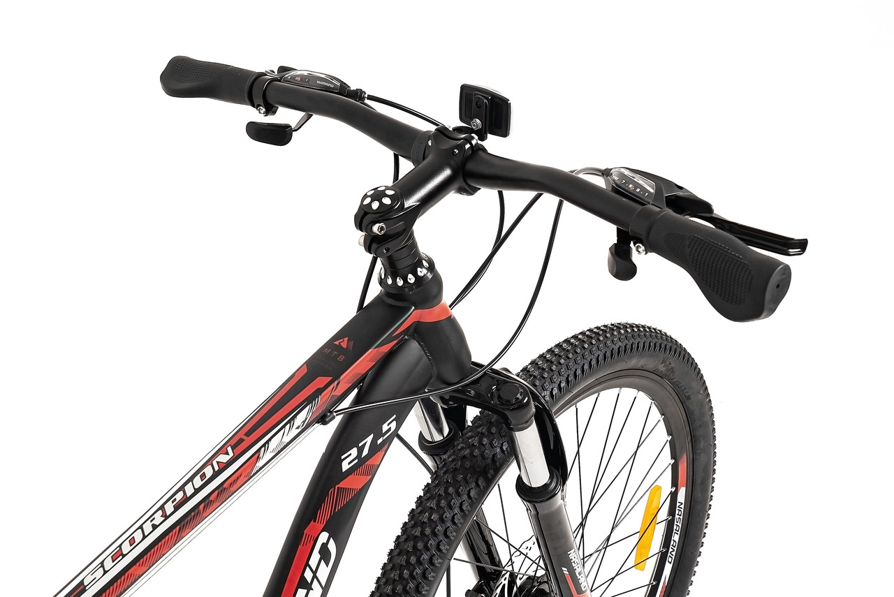 Велосипед горный NASALAND Scorpion 27.5" черно-красный рама 20 сталь - фото 3 - id-p180640367