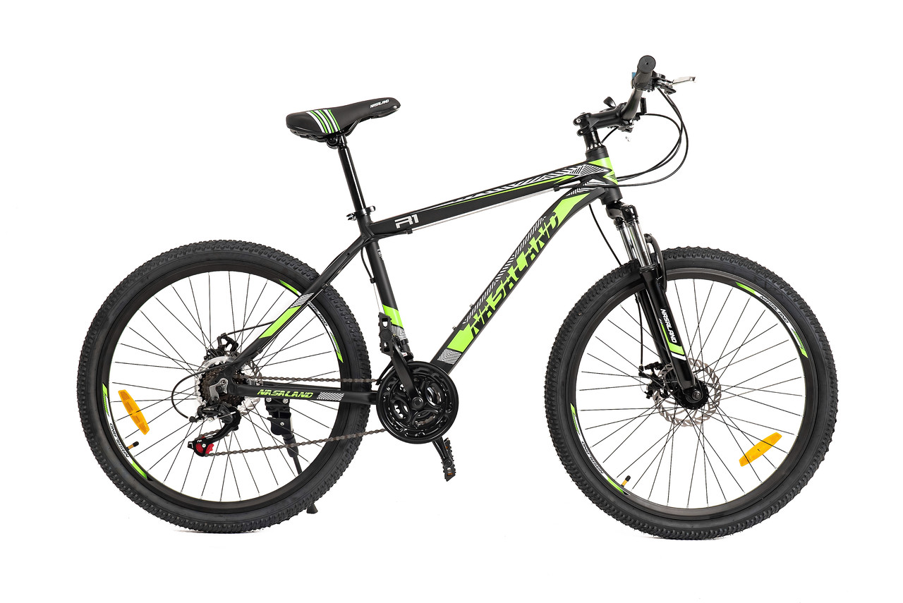 Велосипед горный NASALAND 26" черно-зеленый рама 18 алюминий - фото 1 - id-p180640433