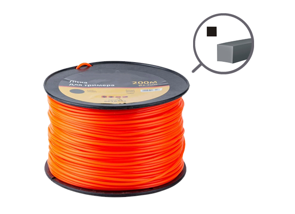 Леска для триммера d 2.4 мм (в бухте 200 м), сечение квадрат