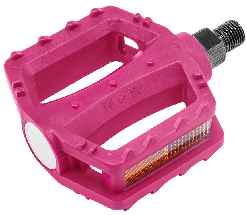 Педали FP-651, для детских велосипедов, ось 1/2" со светоотражателями. пластиковые розовые