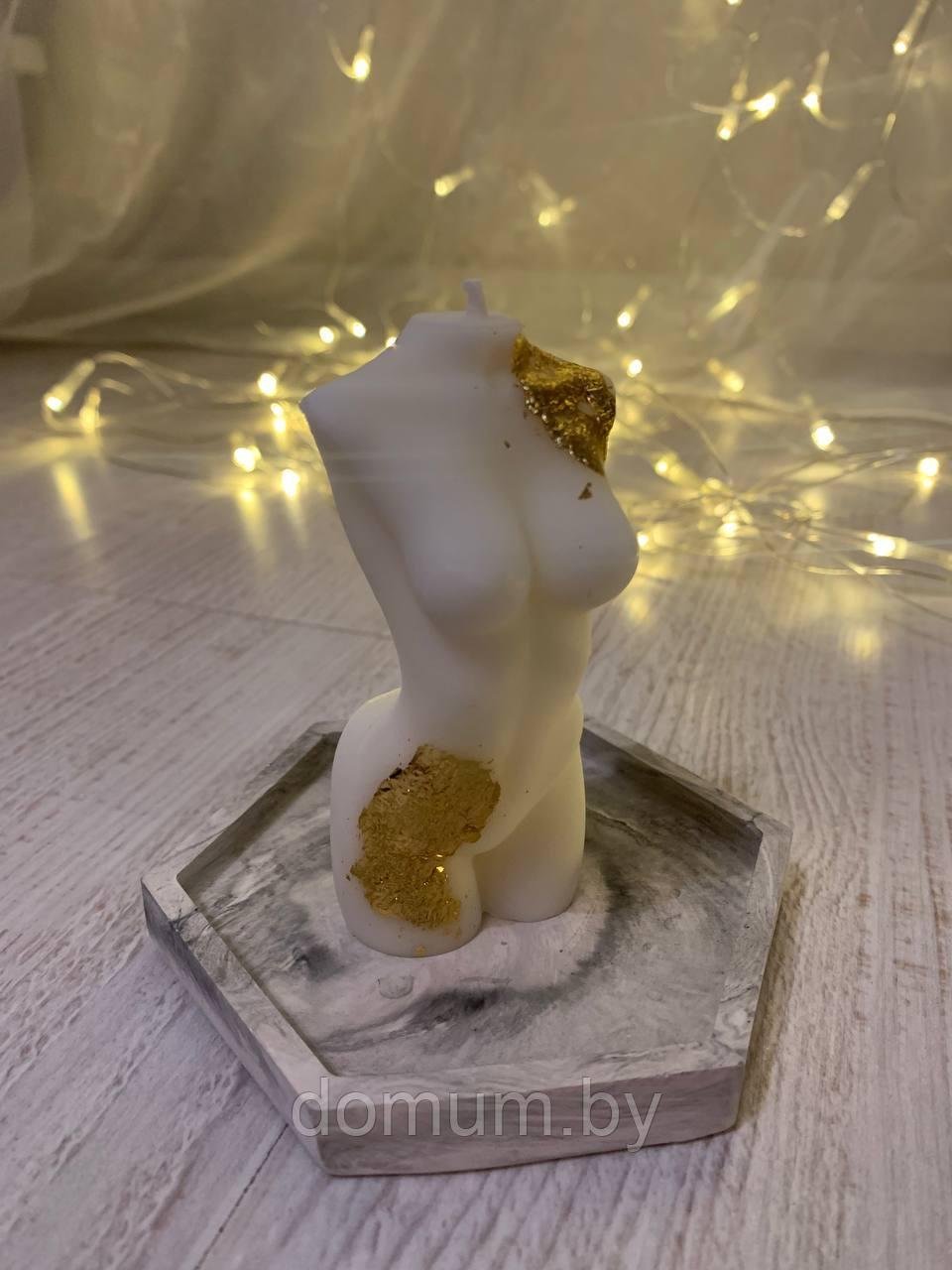 Свеча декоративная "женское тело" с подставкой ручная работа, натуральный воск - фото 1 - id-p180641116