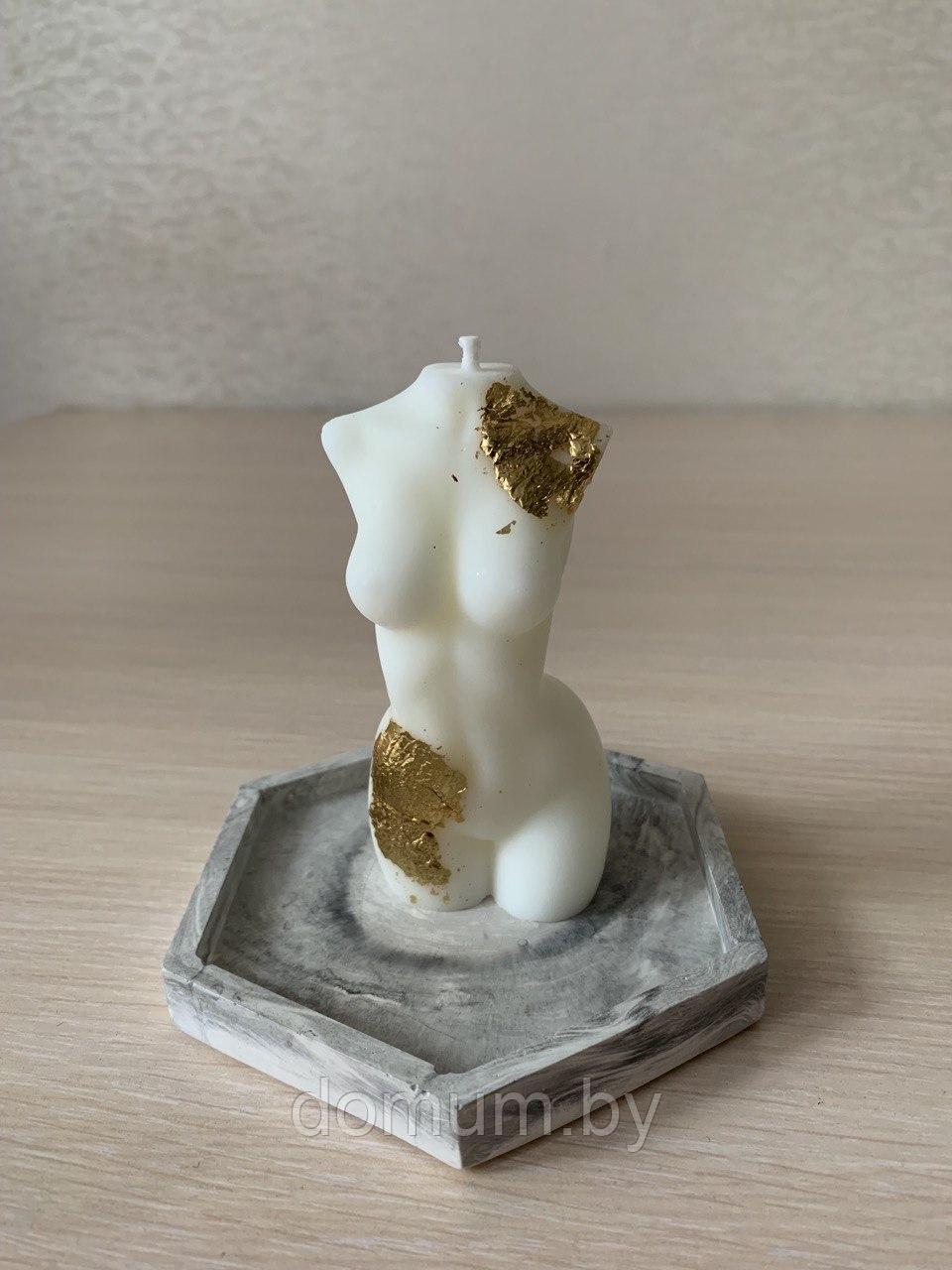 Свеча декоративная "женское тело" с подставкой ручная работа, натуральный воск - фото 3 - id-p180641116