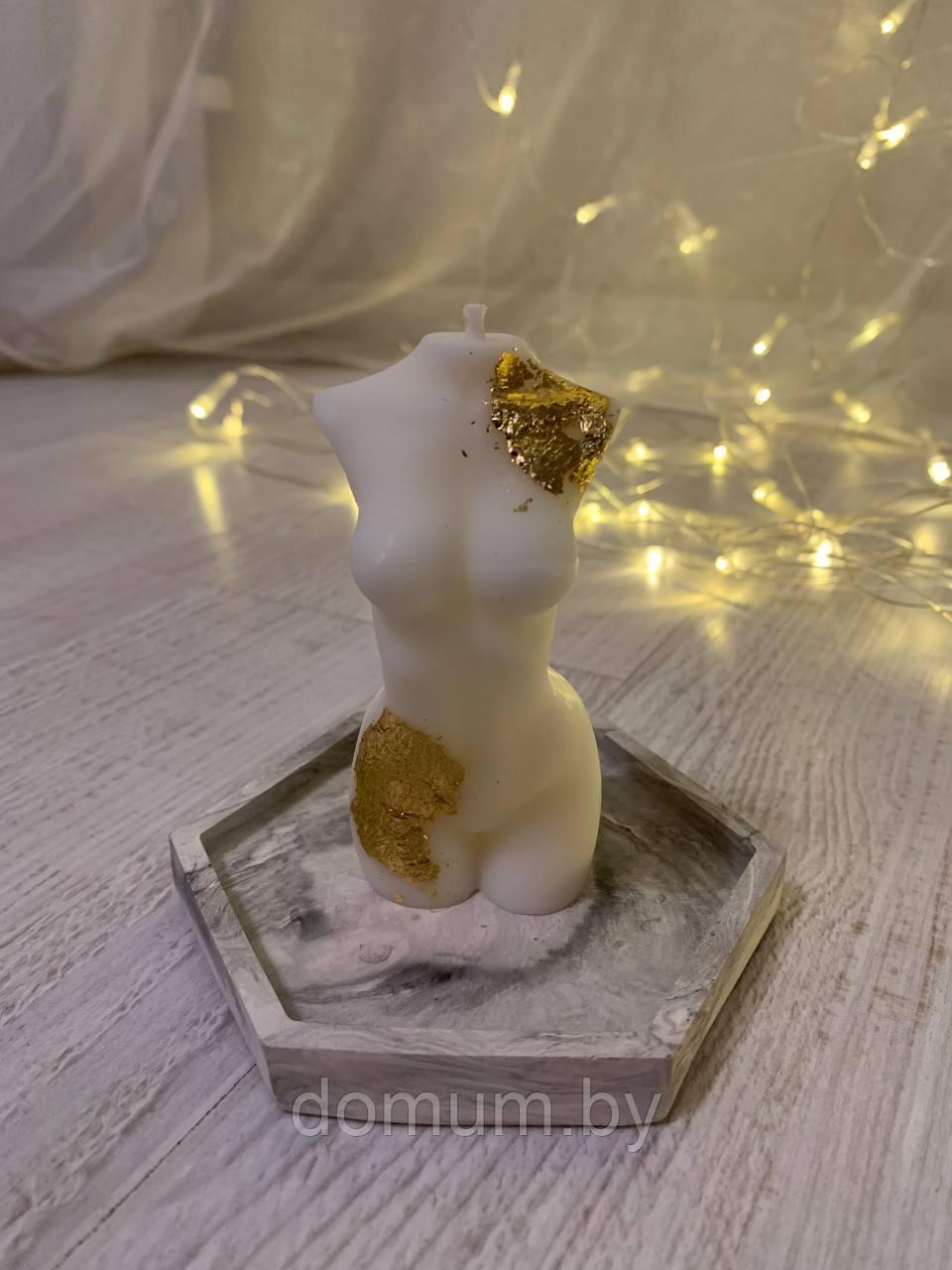 Свеча декоративная "женское тело" с подставкой ручная работа, натуральный воск - фото 5 - id-p180641116