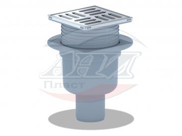 Трап вертикальный регул.с выпуском 50мм, с металлической решеткой 100*100 сухой