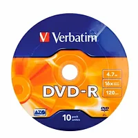 Диск Verbatim,  DVD+R, 4.7 гб, пэт-упаковка, 10 шт