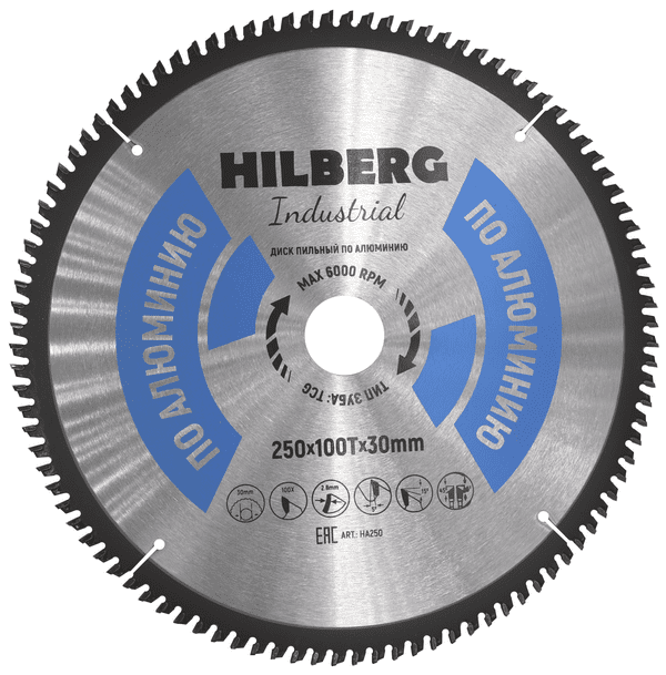 Диск пильный серия Hilberg Industrial Алюминий 250х100Тх30 mm - фото 1 - id-p180656491