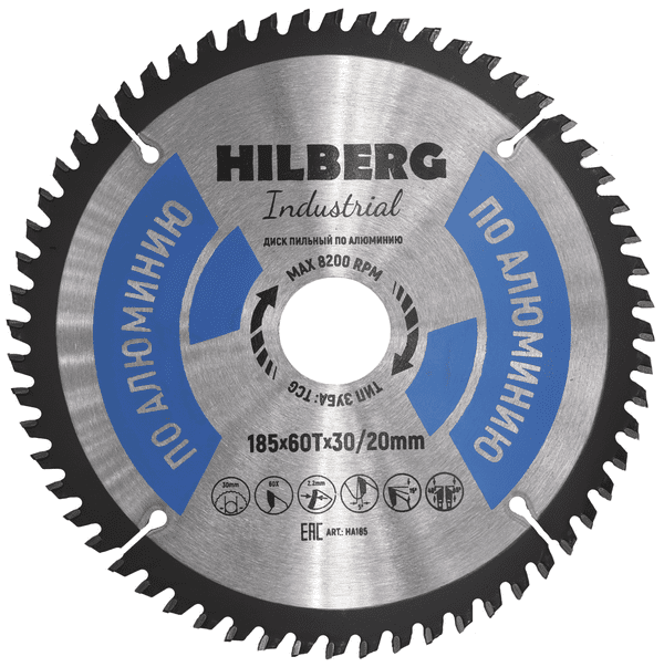 Диск пильный серия Hilberg Industrial Алюминий 185х60Тх30/20 mm - фото 1 - id-p180656510