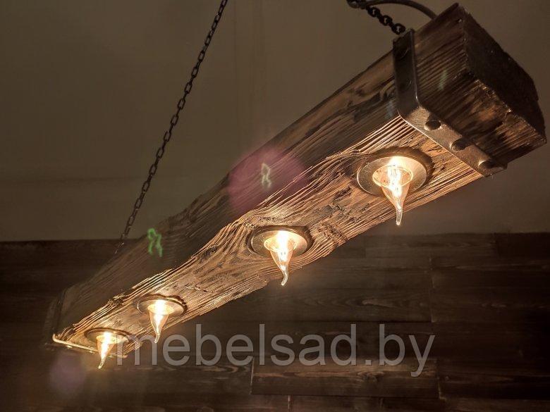 Люстра рустикальная деревянная "Лофт Супер №10" на 4 лампы - фото 1 - id-p180656511