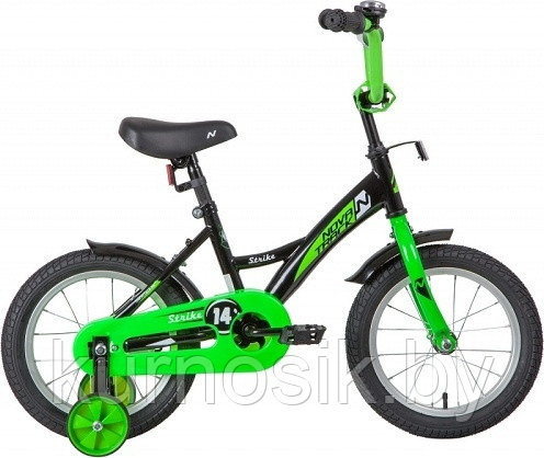 Детский велосипед Novatrack Strike 14" черно-зеленый